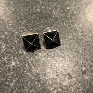 Urban Outfitters Black Gold Square Stud Earrings